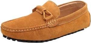 Mens Suede Loafers Lightweight Flexible Anti Slip Round Toe Driving Shoes for Men Casual Walking Comfort Prom