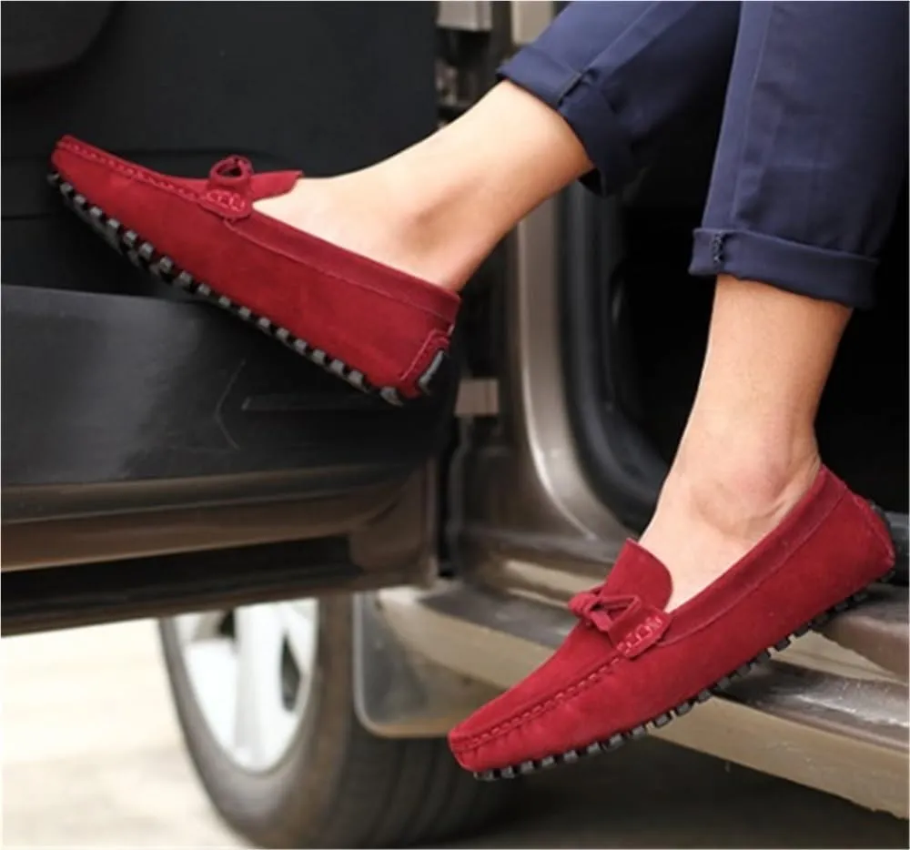 Mens Suede Loafers Lightweight Flexible Anti Slip Round Toe Driving Shoes for Men Casual Walking Comfort Prom