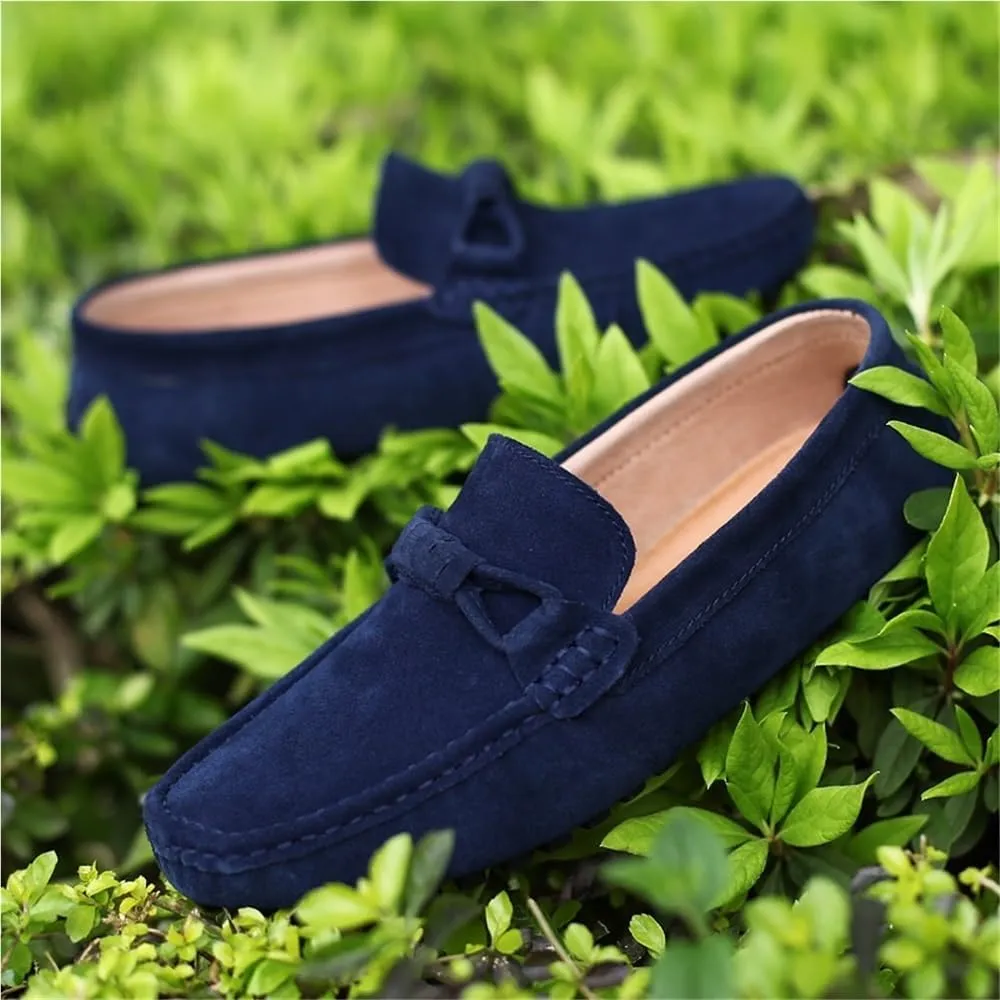 Mens Suede Loafers Lightweight Flexible Anti Slip Round Toe Driving Shoes for Men Casual Walking Comfort Prom