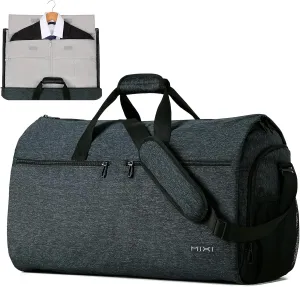 mixi Carry On Garment Bag for Travel 56L Convertible Duffle Bag for Men Women 2 in 1 Hanging Luggage Suitcase Dress Suit Travel Bag with Shoes Pouch, Forest Black