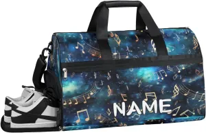 Music Notes Starry Sky Sports Gym Bag with Wet Pocket & Shoes Compartment Travel Duffel Bag for Women Men Custom Sports Gym Bag Personalized Overnight Stay Weekend Tote Beach Luggage