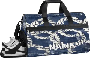 Nautical Rope Summer Sports Gym Bag with Wet Pocket & Shoes Compartment Travel Duffel Bag for Women Men Custom Sports Gym Bag Personalized Overnight Stay Weekend Tote Beach Luggage