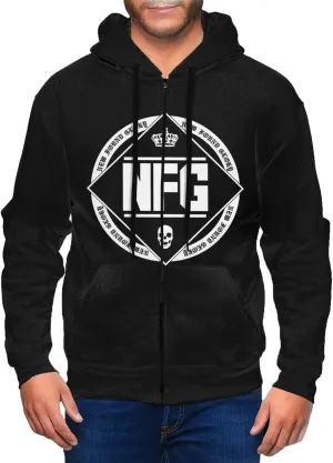 New Rock Found Music Glory Band Full Zip Hoodie Men'S Casual Sweatshirt Long Sleeve With Pocket Pullover Hooded