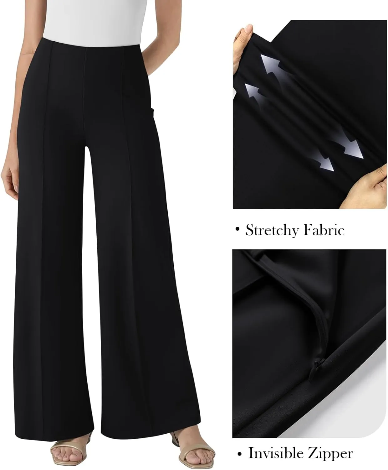 NIMIN Womens Wide Leg Dressy Casual Pants Buisness Work Slack High Waisted Stretchy Trousers 2025