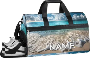 Ocean Beach Hawaii Sports Gym Bag with Wet Pocket & Shoes Compartment Travel Duffel Bag for Women Men Custom Sports Gym Bag Personalized Overnight Stay Weekend Tote Beach Luggage