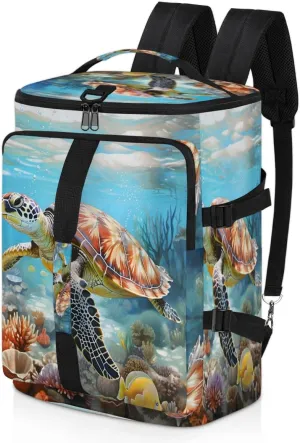 Ocean Sea Turtle Travel Backpack Carry On Flight Approved for Men Women, Lightweight Large Luggage Weekender Casual Daypack Backpacks for Traveling Airplane