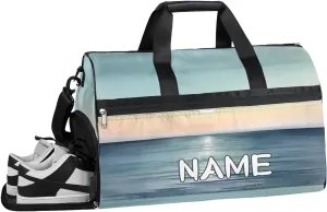 Ocean Sunset Watercolor Sports Gym Bag with Wet Pocket & Shoes Compartment Travel Duffel Bag for Women Men Custom Sports Gym Bag Personalized Overnight Stay Weekend Tote Beach Luggage