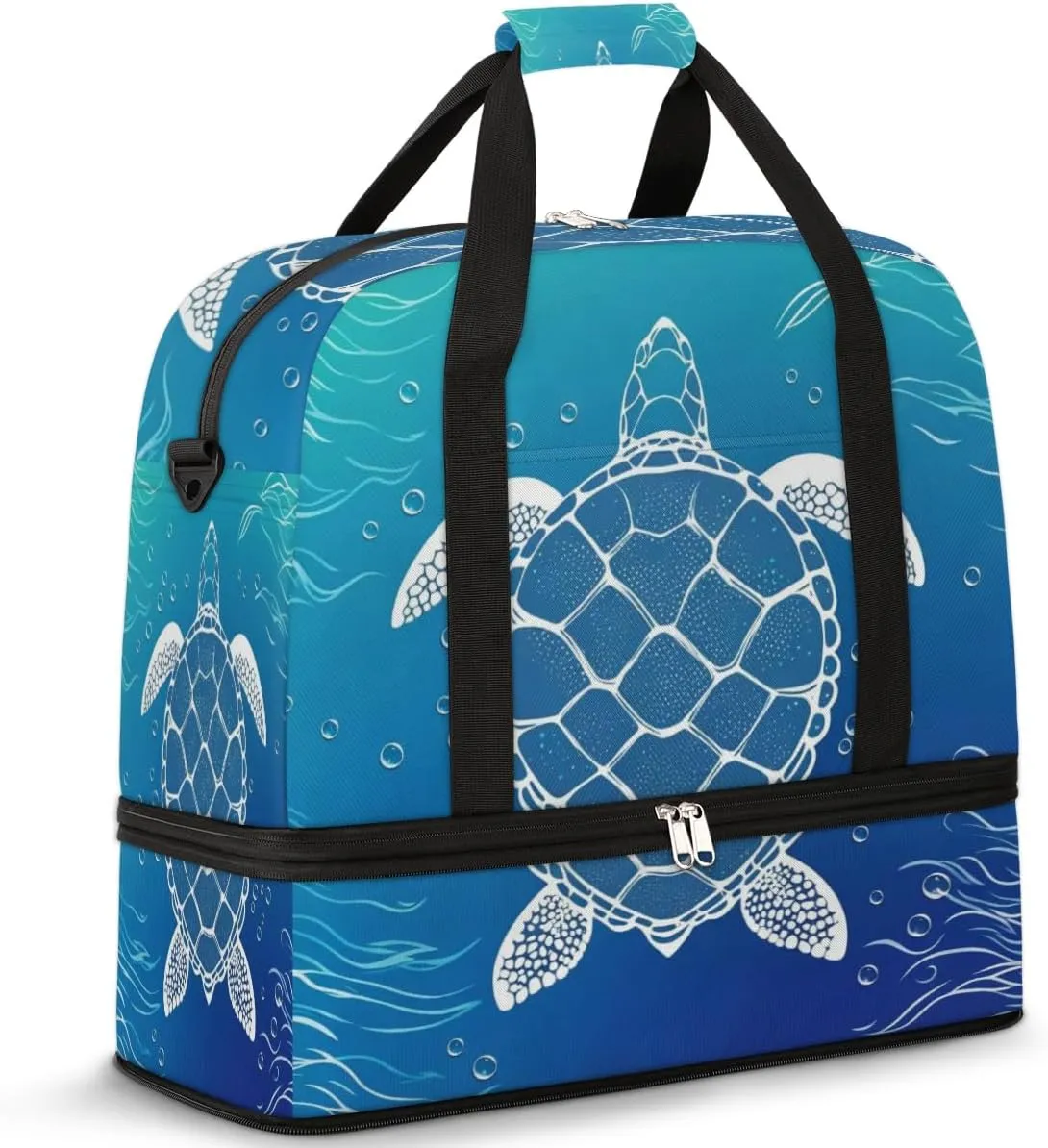 Ocean Turtle Travel Duffel Bag for Women Men, Sports Gym Bag with Shoes Compartment Sea Turtle Animals Foldable Overnight Bag Weekender Tote Workout Carry On Luggage Bag