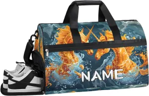 Ocean Unicorn Animals Sports Gym Bag with Wet Pocket & Shoes Compartment Travel Duffel Bag for Women Men Custom Sports Gym Bag Personalized Overnight Stay Weekend Tote Beach Luggage