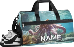 Octopus Animals Sea Summer Sports Gym Bag with Wet Pocket & Shoes Compartment Travel Duffel Bag for Women Men Custom Sports Gym Bag Personalized Overnight Stay Weekend Tote Beach Luggage