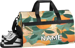 Orange Summer Illustration Sports Gym Bag with Wet Pocket & Shoes Compartment Travel Duffel Bag for Women Men Custom Sports Gym Bag Personalized Overnight Stay Weekend Tote Beach Luggage