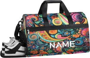Paisley Tribe Print Sports Gym Bag with Wet Pocket & Shoes Compartment Travel Duffel Bag for Women Men Custom Sports Gym Bag Personalized Overnight Stay Weekend Tote Beach Luggage