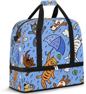 Parachute Cat Sports Gym Bag with Shoes Compartment Foldable Travel Duffel Bag Dry Wet Separated Sports Tote Workout Weekender Overnight Bag for Women Yoga Dance Work Training Handbag