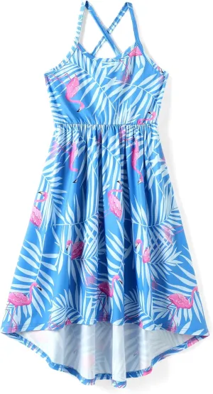 PATPAT Girl's Summer Cami Dresses Sundress Casual Floral Beach Hawaii Holiday Dresses 5-12 Years