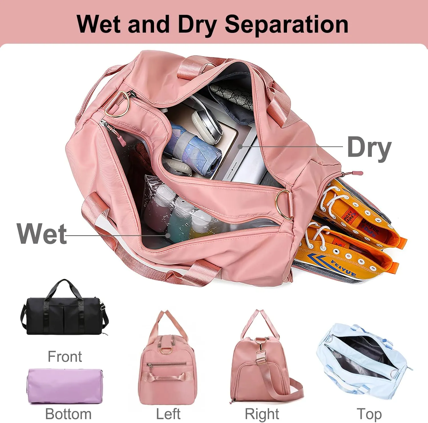Personalized Custom Duffel Bag - Black - Multipurpose Travel Gym Sport Bag - Waterproof Canvas - 19.68 x 9.05 x 9.05 Inch