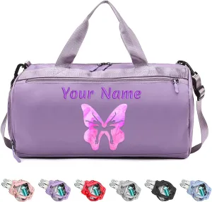 Personalized Duffel Bag with Name, Custom Sports Gym Bag for Men Women, Gift for Fitness/Travel Enthusiasts - Adjustable Shoulder Strap - with Dry Wet Pocket & Shoes Compartment - Purple