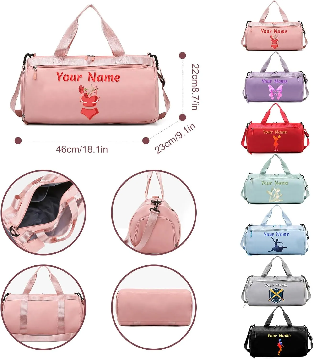 Personalized Duffel Bag with Name, Custom Sports Gym Bag for Men Women, Gift for Fitness/Travel Enthusiasts - Adjustable Shoulder Strap - with Dry Wet Pocket & Shoes Compartment - Purple