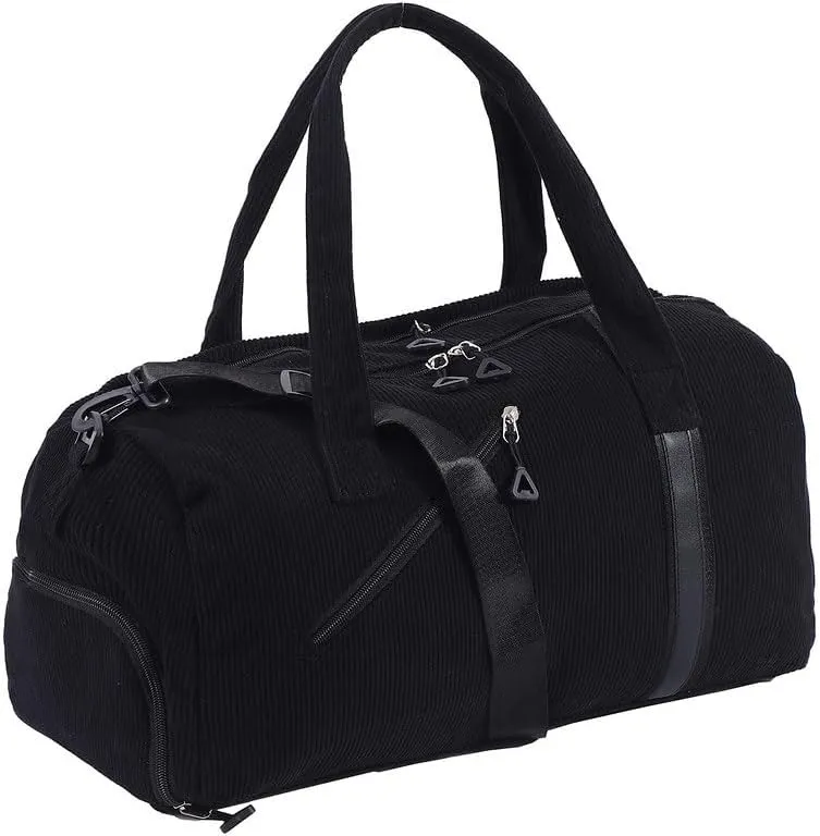 Phlexio Large Gym Bag,Travel Duffle BagWaterproof Weekender Bag, Carry On Tote Bags for Women, Black