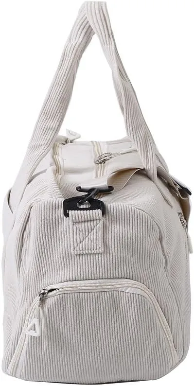 Phlexio Large Gym Bag,Travel Duffle BagWaterproof Weekender Bag, Carry On Tote Bags for Women, White