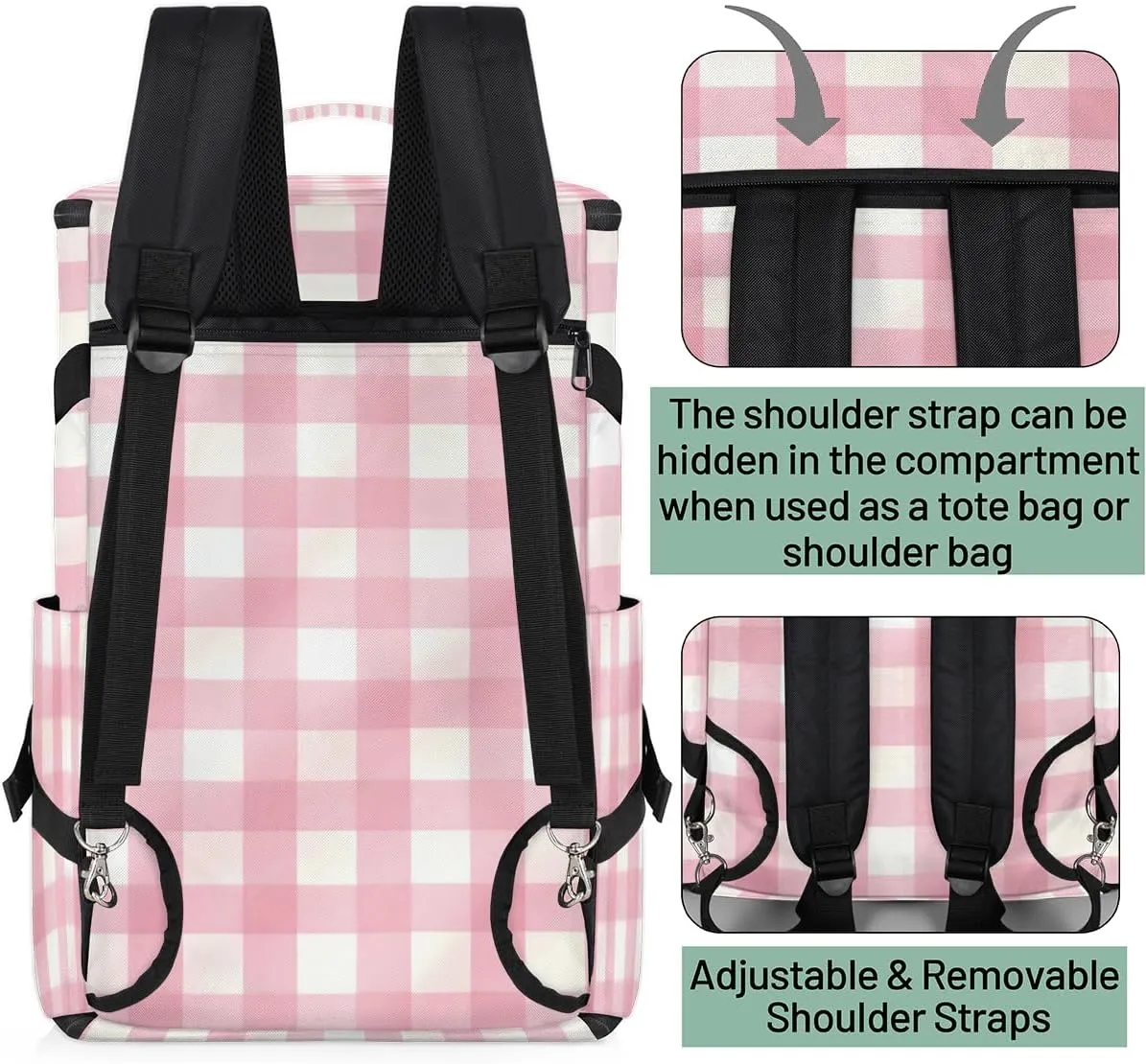 Pink Plaid Travel Backpack Carry On Flight Approved for Men Women, Lightweight Large Luggage Weekender Casual Daypack Backpacks for Traveling Airplane