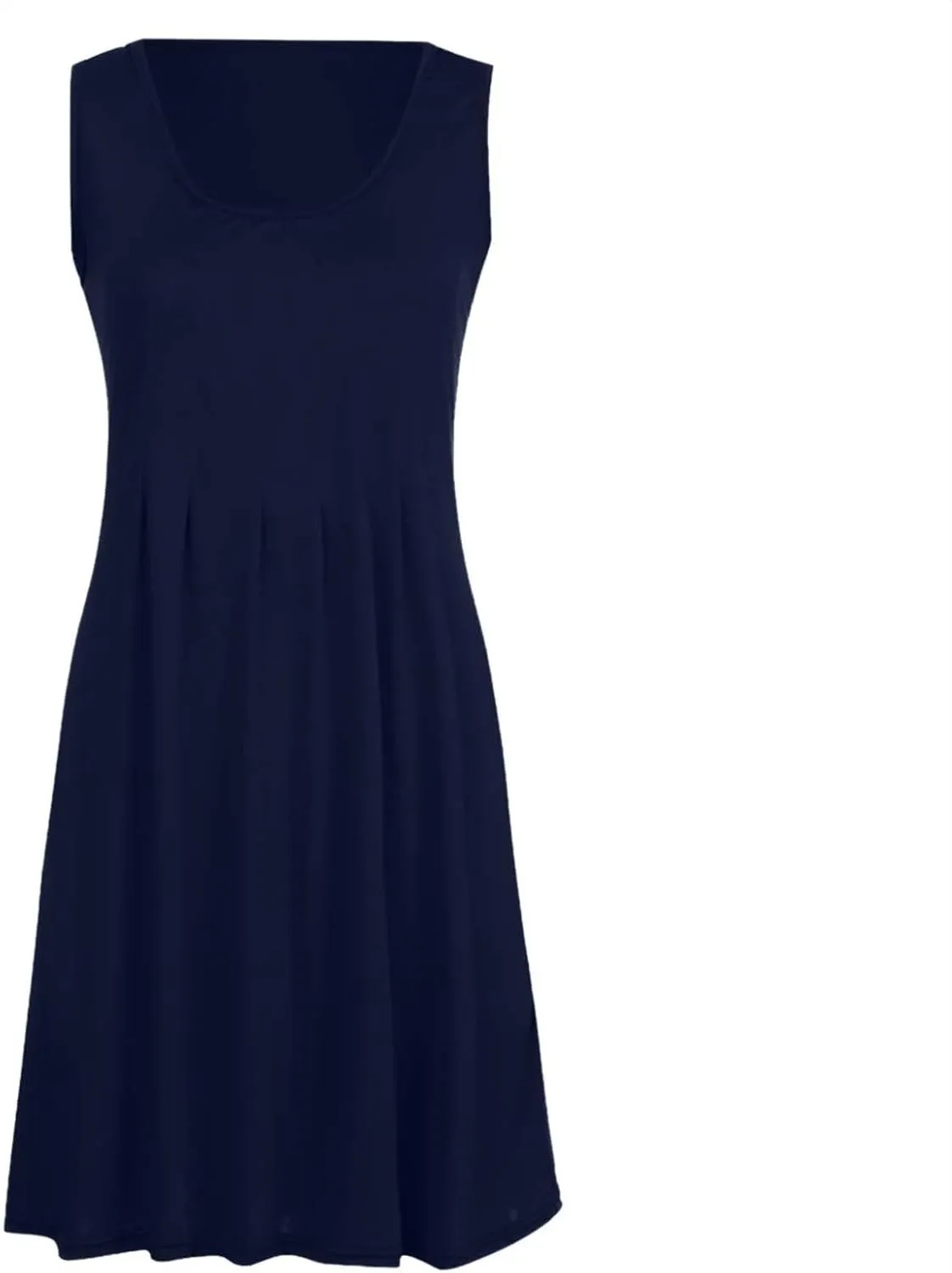 PTOLOCIF Women's Flowy Summer Beach Dress Sleeveless Tank Top Pleated A Line Skirt Casual Loose Fitting Dresses for for
