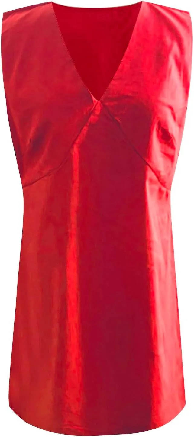 PTOLOCIF Women's V Neck Linen Sleeveless Dress Summer Basic Solid Color Slim Fit Vest Skirt Long Casual Dresses for