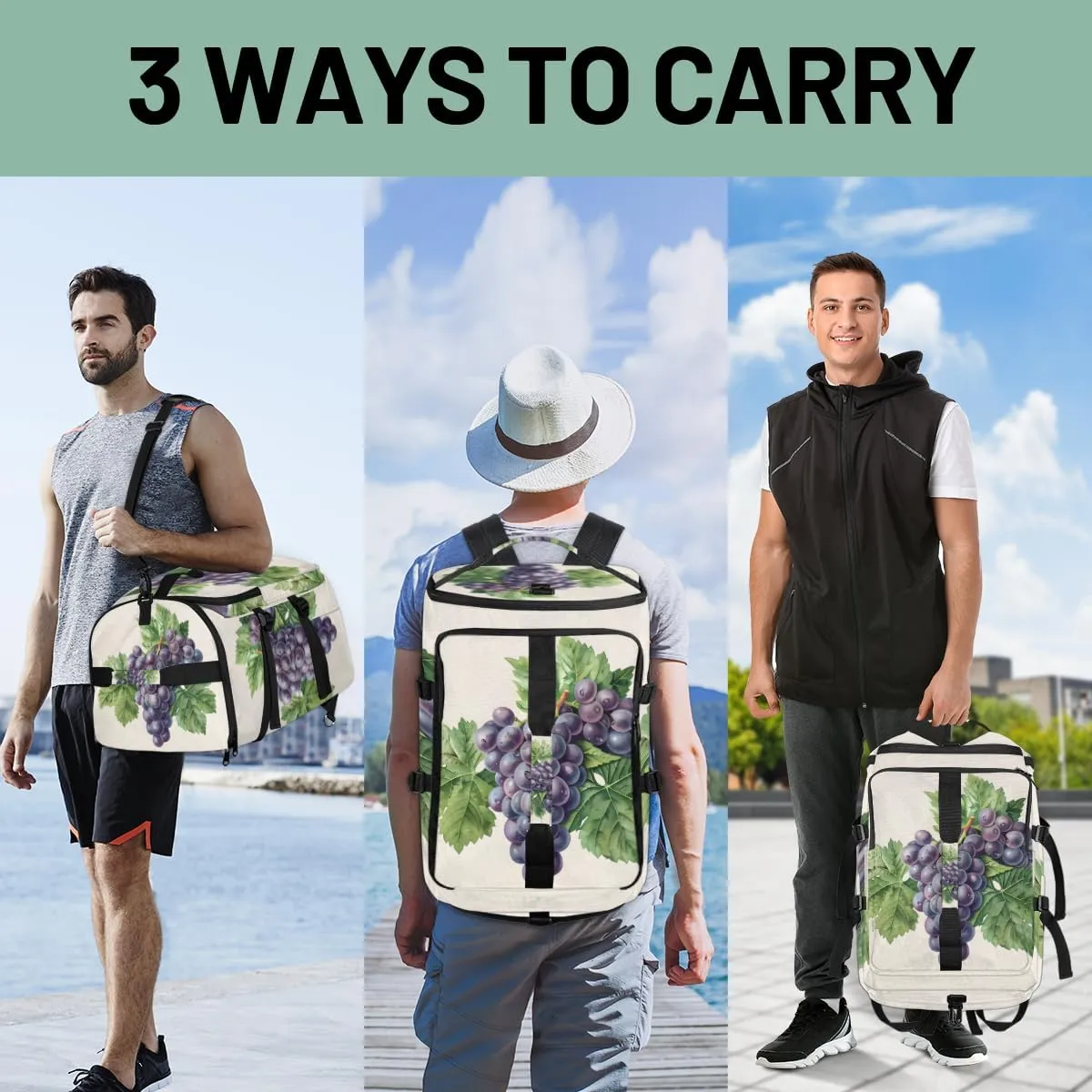 Purple Grape Travel Backpack Carry On Flight Approved for Men Women, Lightweight Large Luggage Weekender Casual Daypack Backpacks for Traveling Airplane