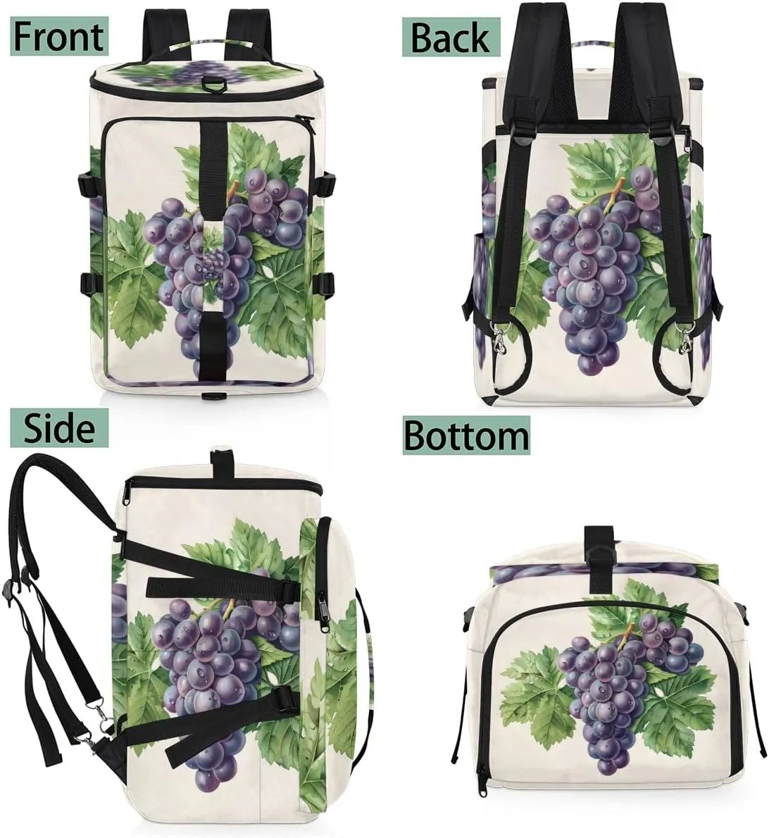 Purple Grape Travel Backpack Carry On Flight Approved for Men Women, Lightweight Large Luggage Weekender Casual Daypack Backpacks for Traveling Airplane
