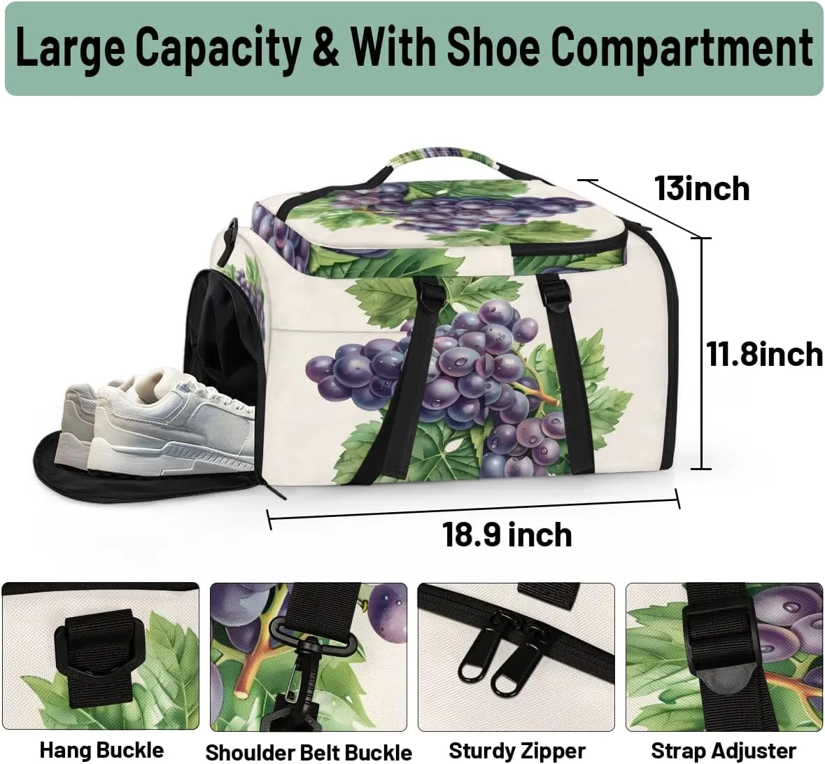 Purple Grape Travel Backpack Carry On Flight Approved for Men Women, Lightweight Large Luggage Weekender Casual Daypack Backpacks for Traveling Airplane