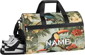 Retro Toucan Background Sports Gym Bag with Wet Pocket & Shoes Compartment Travel Duffel Bag for Women Men Custom Sports Gym Bag Personalized Overnight Stay Weekend Tote Beach Luggage