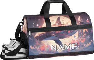 Retro Whale Ocean Sports Gym Bag with Wet Pocket & Shoes Compartment Travel Duffel Bag for Women Men Custom Sports Gym Bag Personalized Overnight Stay Weekend Tote Beach Luggage
