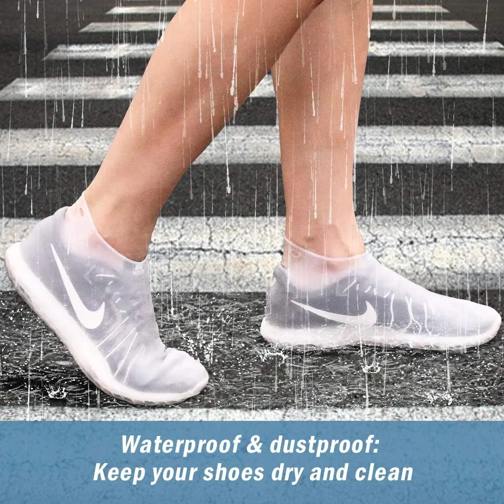 Reusable Silicone Waterproof Shoe Covers with Carrying Bag, No-Slip Silicone Rubber Shoe Protectors for Kids,Men and Women