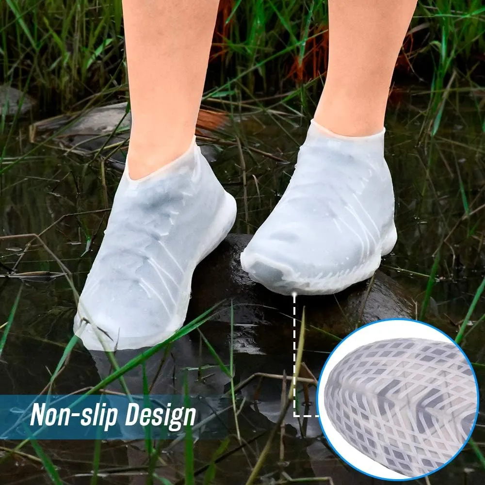 Reusable Silicone Waterproof Shoe Covers with Carrying Bag, No-Slip Silicone Rubber Shoe Protectors for Kids,Men and Women
