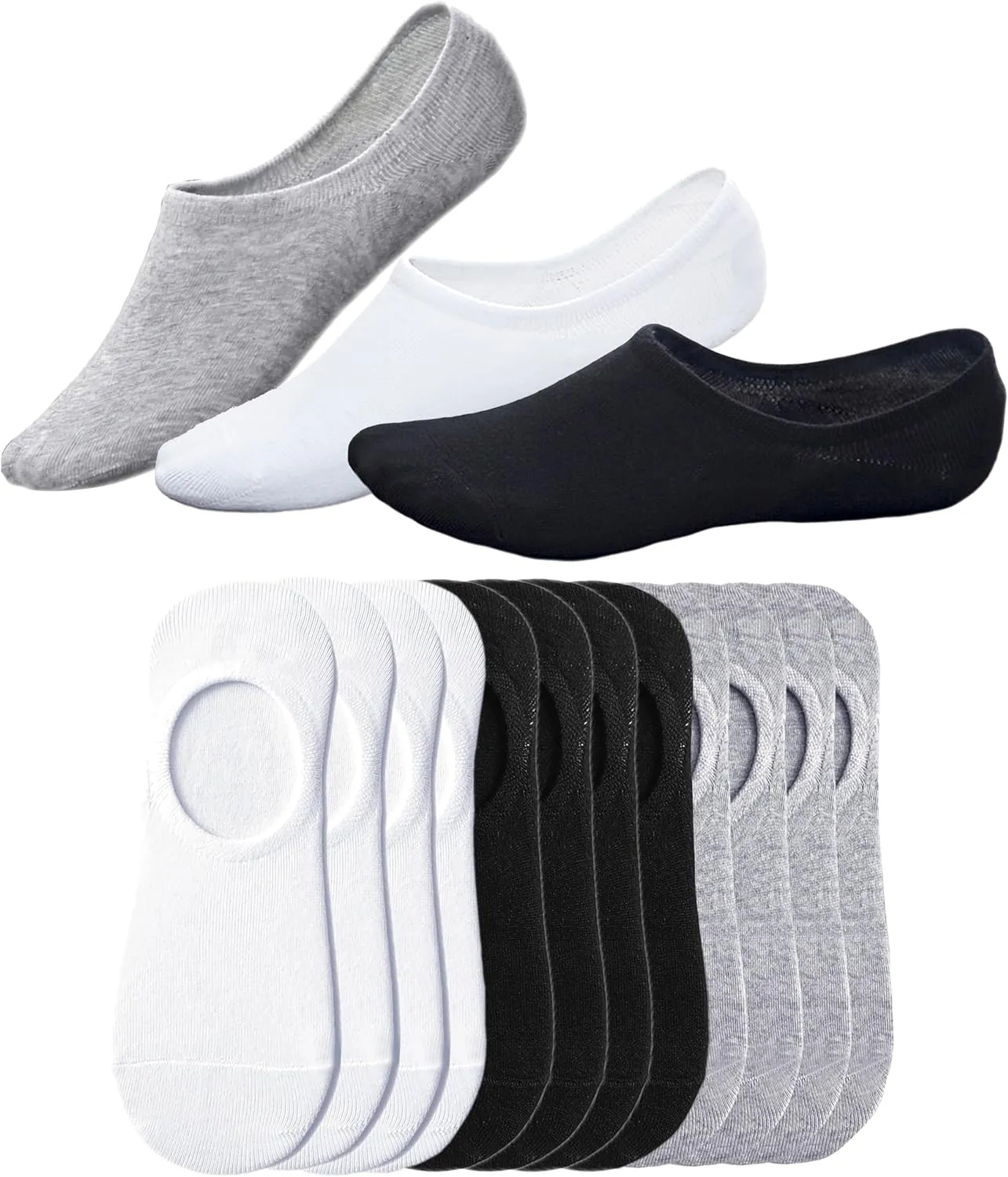 RICHBULL 12 Pairs of Thin Sock No Show Socks for Women & Men - Low Cut, Breathable, Casual, Thin, Non-Slip