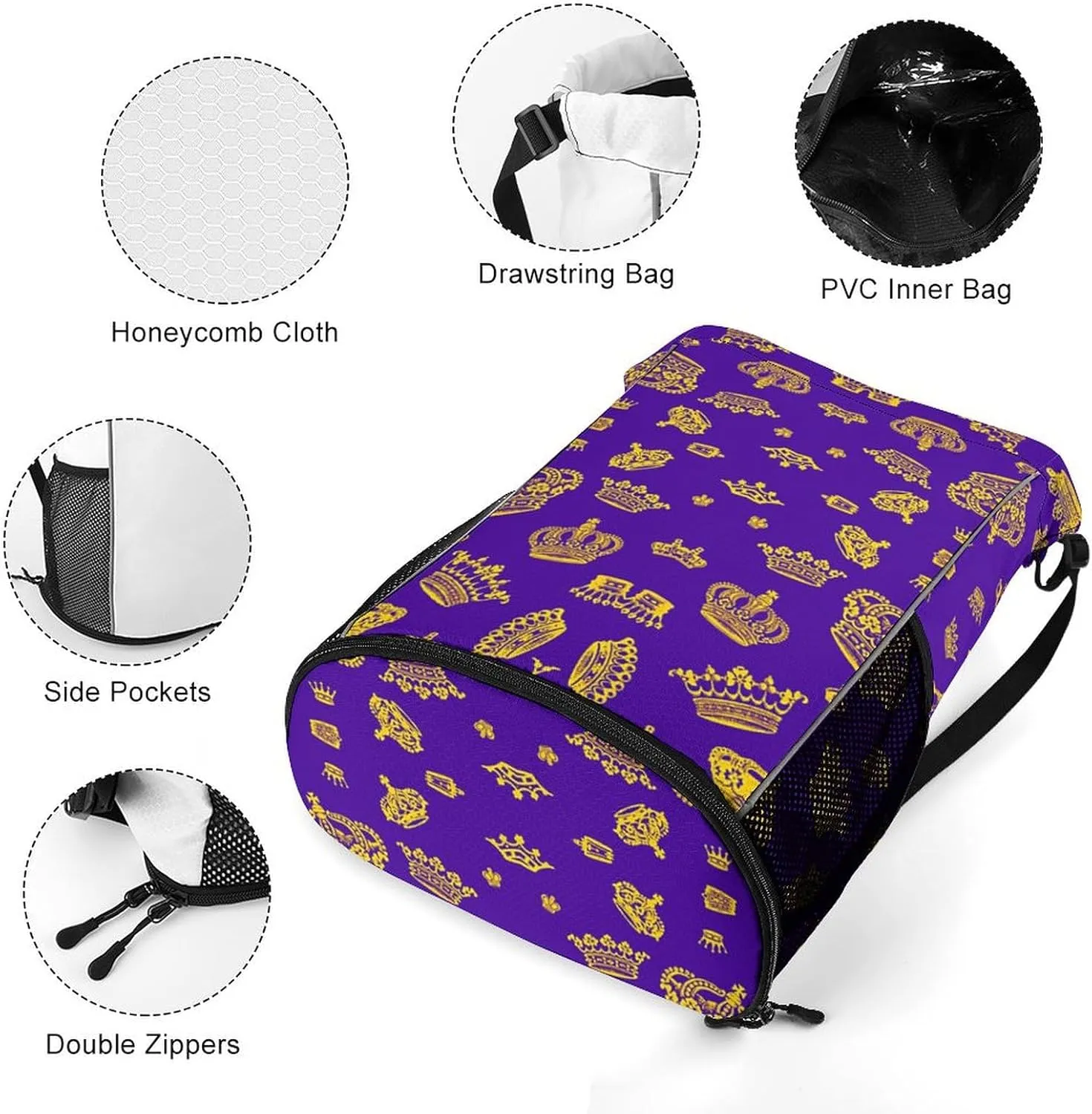 Royal Crown Sports Backpack with Large Mouth Design And Dry Wet Separation for Unisex