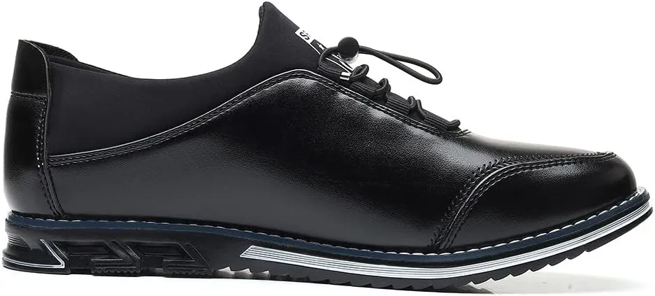 Santimon Mens Casual Leather Drawstring Slip-On Sneakers Business Formal Walking Comfort Driving Lofers Classic Moccasin Shoes