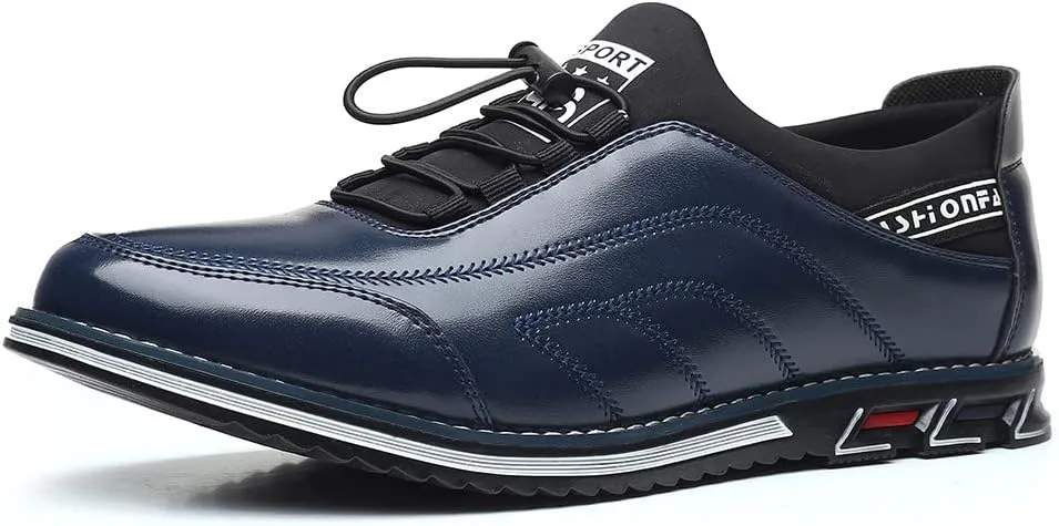 Santimon Mens Casual Leather Drawstring Slip-On Sneakers Business Formal Walking Comfort Driving Lofers Classic Moccasin Shoes