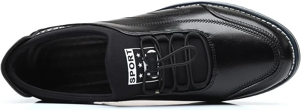 Santimon Mens Casual Leather Drawstring Slip-On Sneakers Business Formal Walking Comfort Driving Lofers Classic Moccasin Shoes