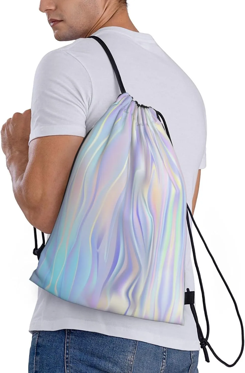 Shiny Colors Drawstring Backpack, Bags for Girls Mini Gym Dance Beach Swim Travel Shoulder 14x16.9 inches
