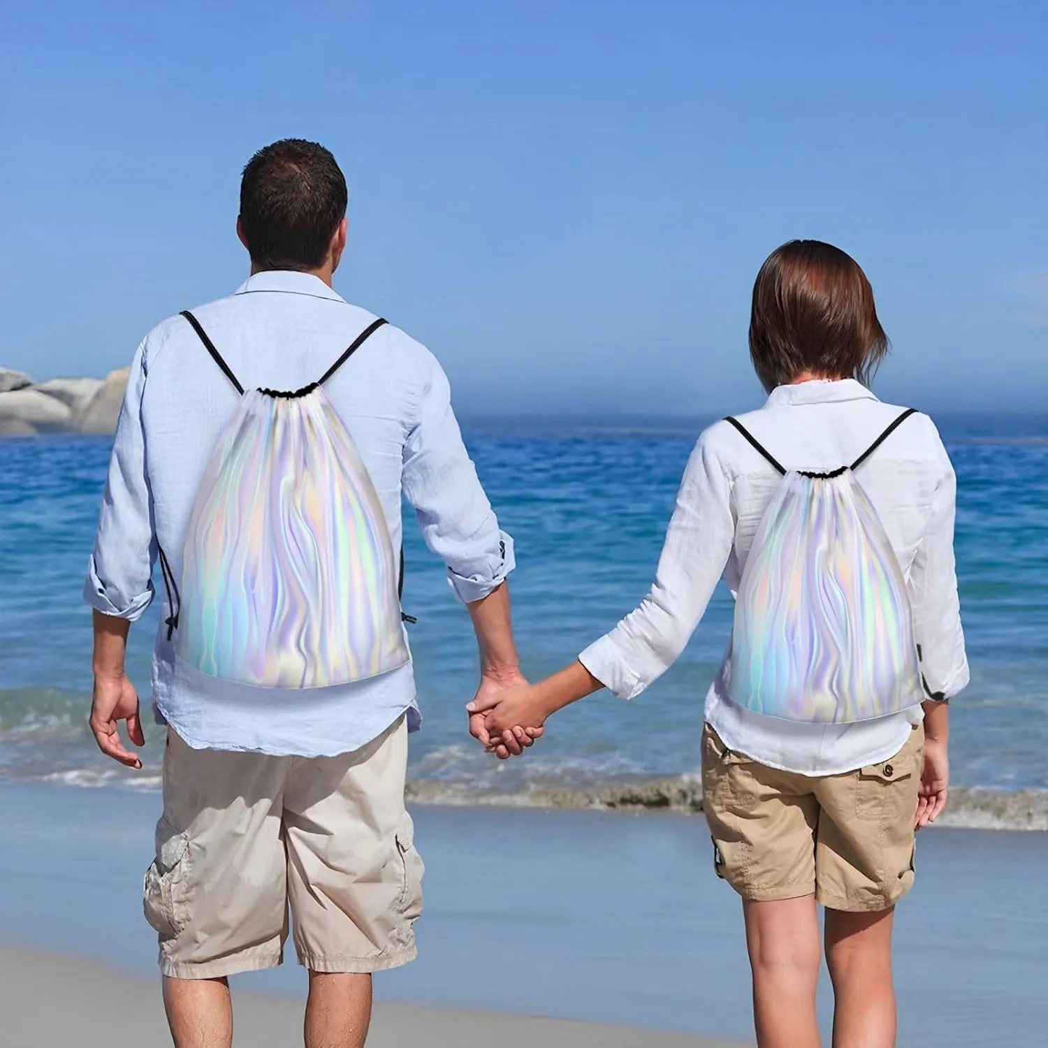 Shiny Colors Drawstring Backpack, Bags for Girls Mini Gym Dance Beach Swim Travel Shoulder 14x16.9 inches