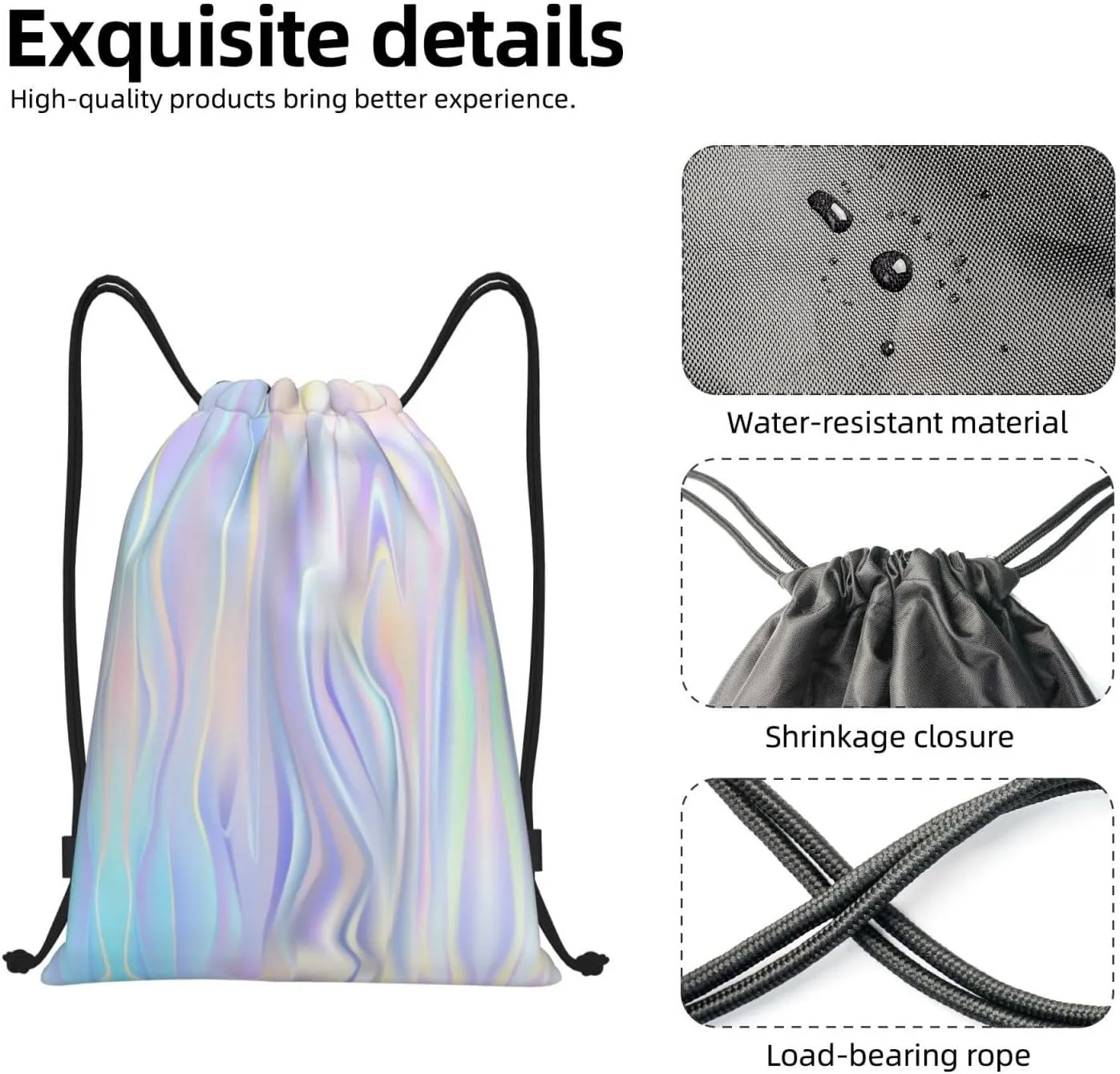 Shiny Colors Drawstring Backpack, Bags for Girls Mini Gym Dance Beach Swim Travel Shoulder 14x16.9 inches