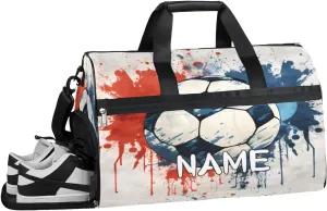 Soccer Uk Watercolor Sports Gym Bag with Wet Pocket & Shoes Compartment Travel Duffel Bag for Women Men Custom Sports Gym Bag Personalized Overnight Stay Weekend Tote Beach Luggage