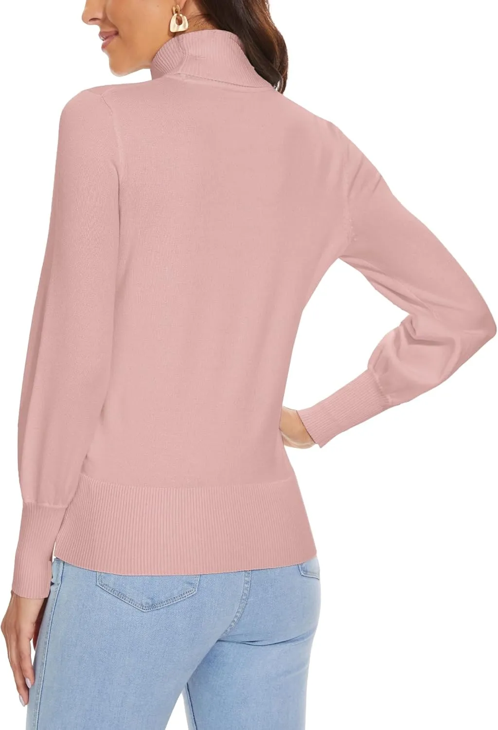 Spicy Sandia Women's Turtleneck Mock Neck Sweater Long Sleeves Casual Dressy Knit Pullover Tops Fall Winter Trendy