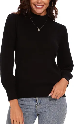 Spicy Sandia Women's Turtleneck Mock Neck Sweater Long Sleeves Casual Dressy Knit Pullover Tops Fall Winter Trendy