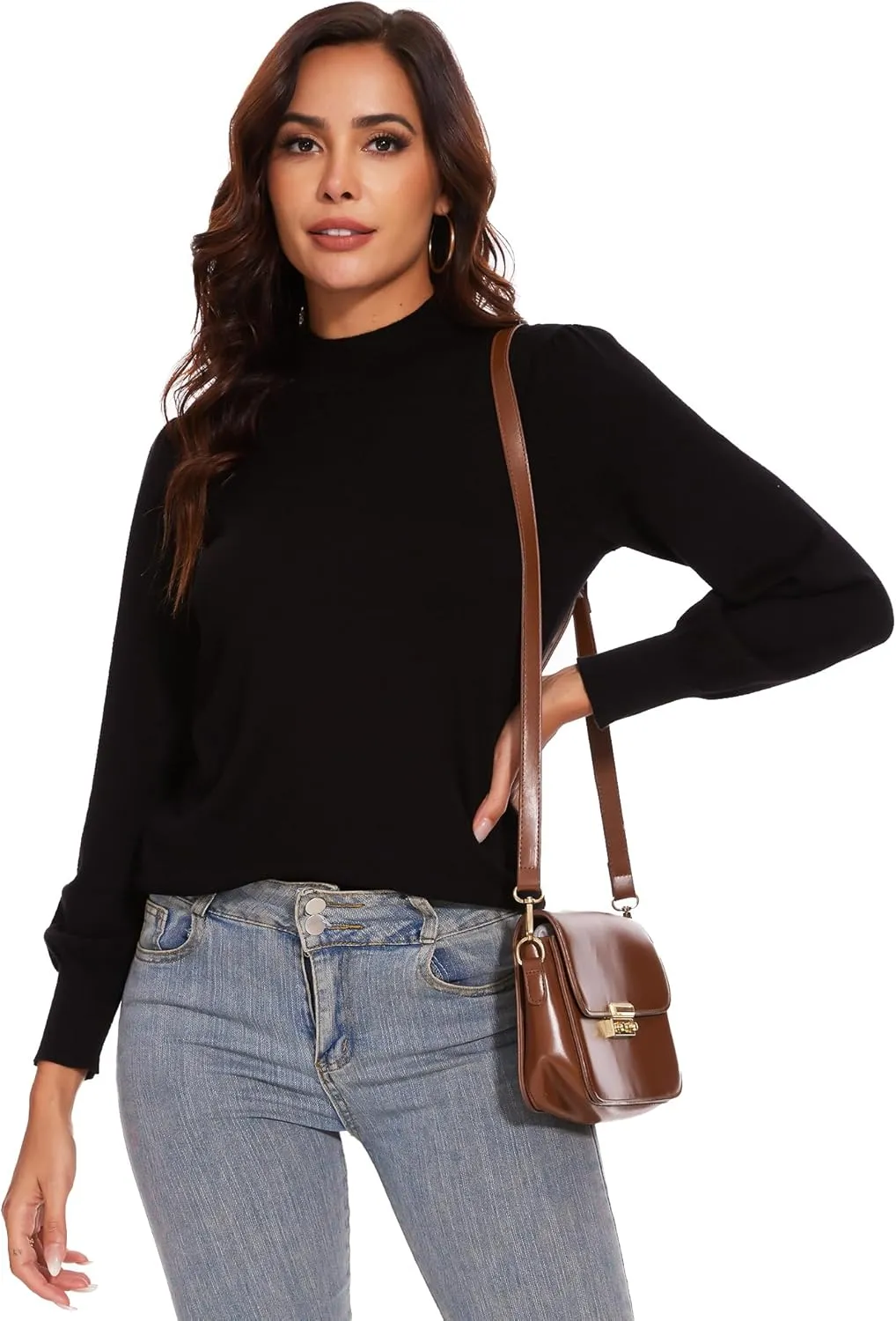 Spicy Sandia Women's Turtleneck Mock Neck Sweater Long Sleeves Casual Dressy Knit Pullover Tops Fall Winter Trendy