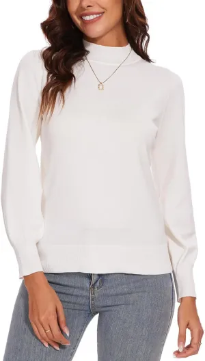 Spicy Sandia Women's Turtleneck Mock Neck Sweater Long Sleeves Casual Dressy Knit Pullover Tops Fall Winter Trendy