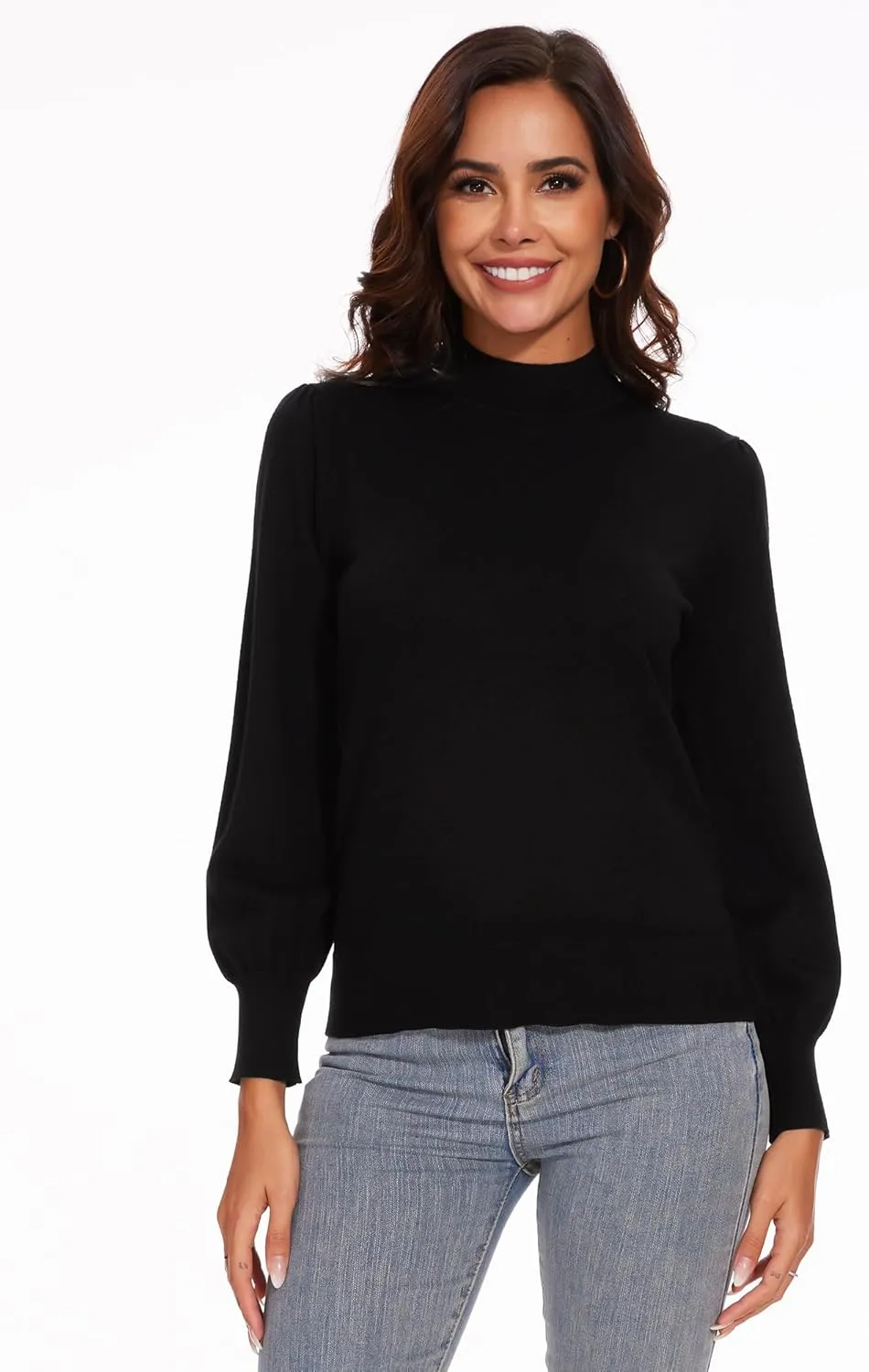 Spicy Sandia Women's Turtleneck Mock Neck Sweater Long Sleeves Casual Dressy Knit Pullover Tops Fall Winter Trendy