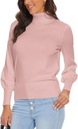 Spicy Sandia Women's Turtleneck Mock Neck Sweater Long Sleeves Casual Dressy Knit Pullover Tops Fall Winter Trendy