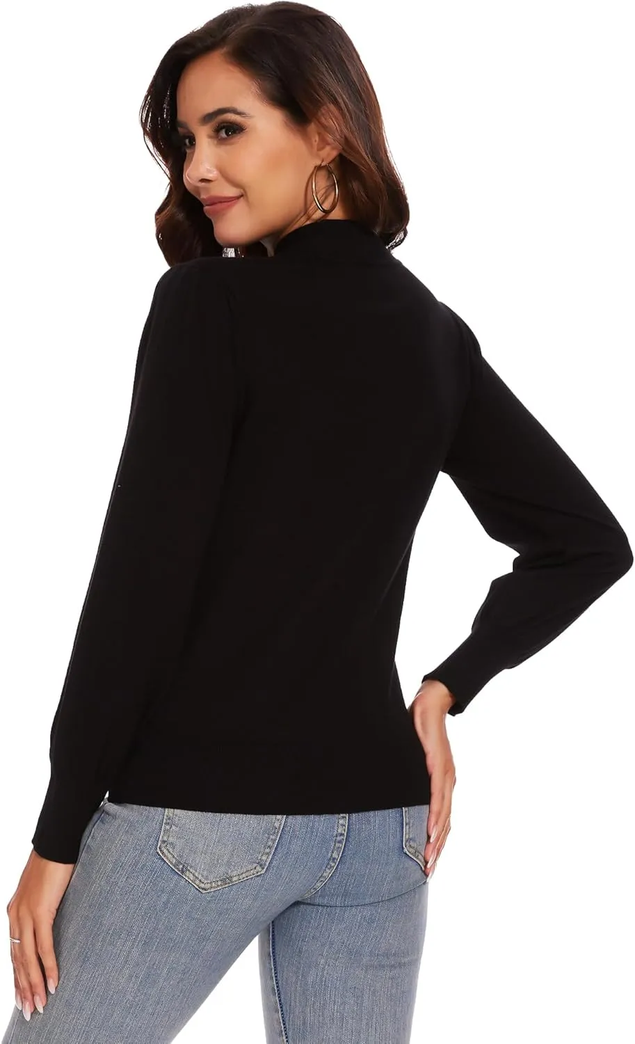 Spicy Sandia Women's Turtleneck Mock Neck Sweater Long Sleeves Casual Dressy Knit Pullover Tops Fall Winter Trendy