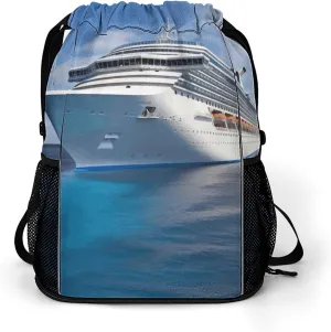 Sports Belt Pocket,Cruise Ship Drawstring Backpack,drawstring Bag,travel Drawstring Backpack with Side Pocket, 45.5x41.5x36cm, Style